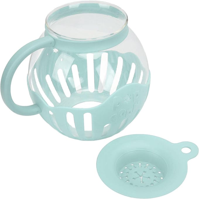 2.13L Glazen Magnetron Popcorn Popper Brede Mond Magnetron Popcorn Pot met Handvat voor Bioscoop Spel groen