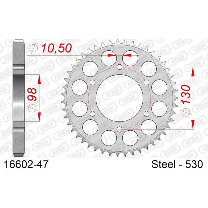 Stalen tandwiel Afam 530 47 dents