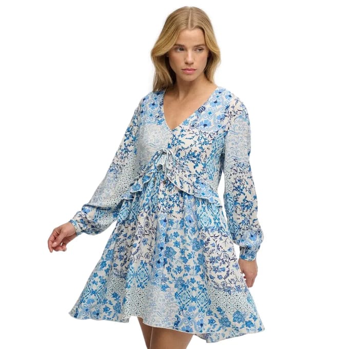 Dames geweven mini-jurk met volants Superdry
