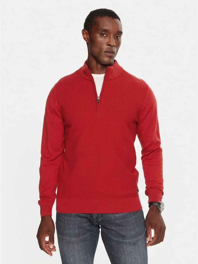 Pierre Cardin zip-pullover chilipepper rood