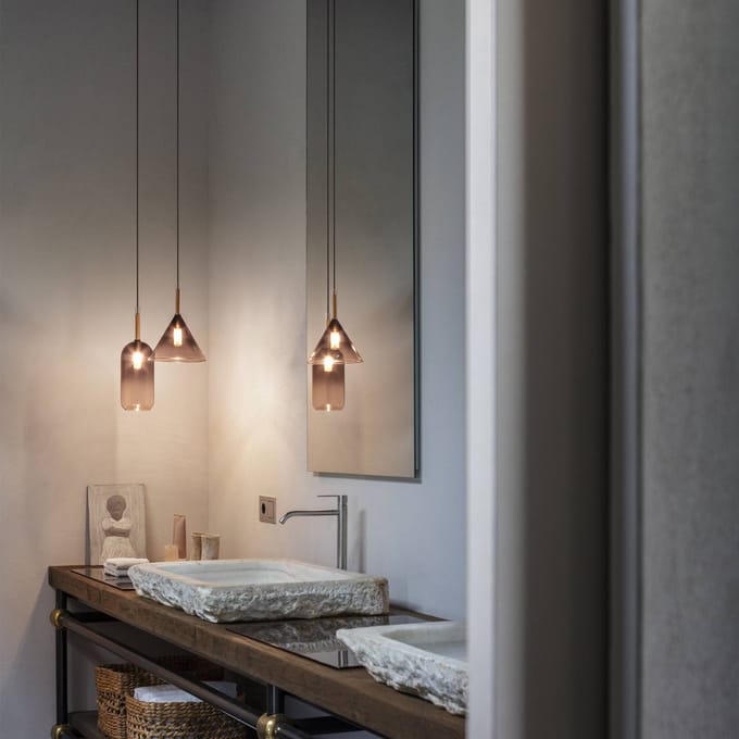 Hanglamp Ideal Lux Empire Cilindro, glas helder/rookgrijs