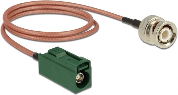 Fakra E (v) - BNC (m) adapter kabel - RG316 - 50 Ohm / transparant - 0,50 meter