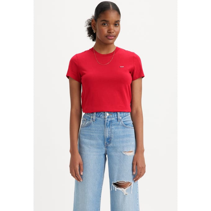 Levi's Perfect Tee Script Red Cotton Taglia: XXS | Maglie Sportivi Outlet | Donna | Rosso