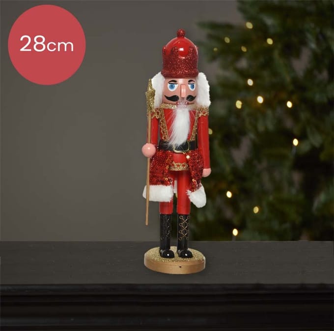 Notenkraker rood met gouden ster - 28CM
