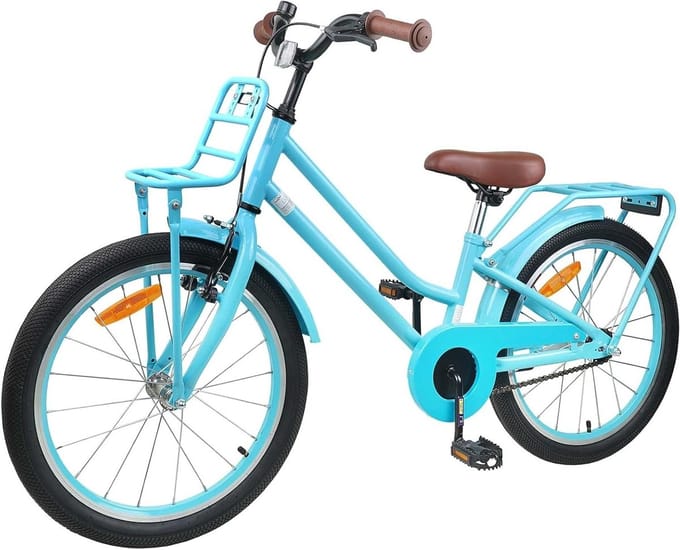 Kinderfiets - Jeugdfiets - Buiten spelen - Robuust stalen frame - 18 inch - Hemelsblauw
