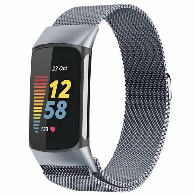 imoshion Milanees magnetisch bandje voor de Fitbit Charge 5 - Maat S - Space Grey