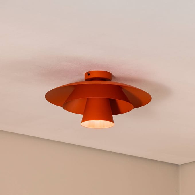 Luminex Plafondlamp Plato, oranje, metaal, Ø 38 cm, E27