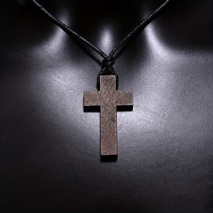 VANDAAG VERZONDEN - Ketting - Hout - 4 cm - Kruis breed - Christelijk