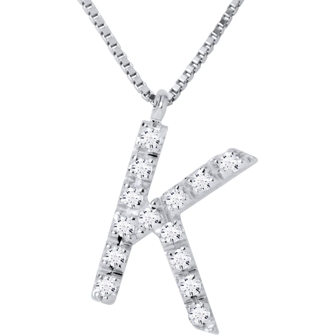 Ketting Diamonds 0.07 Cts letter van het alfabet "K" witte goud 18 Karaat