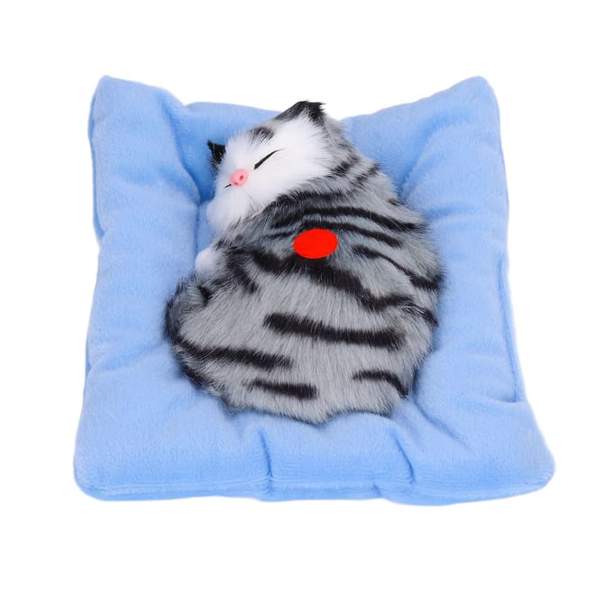 Nep Katten Slapende Kitten Pop Speelgoed Simulatie Slapende Kat Op Kussen Interactief Huisdierspeelgoed met Geluid gray
