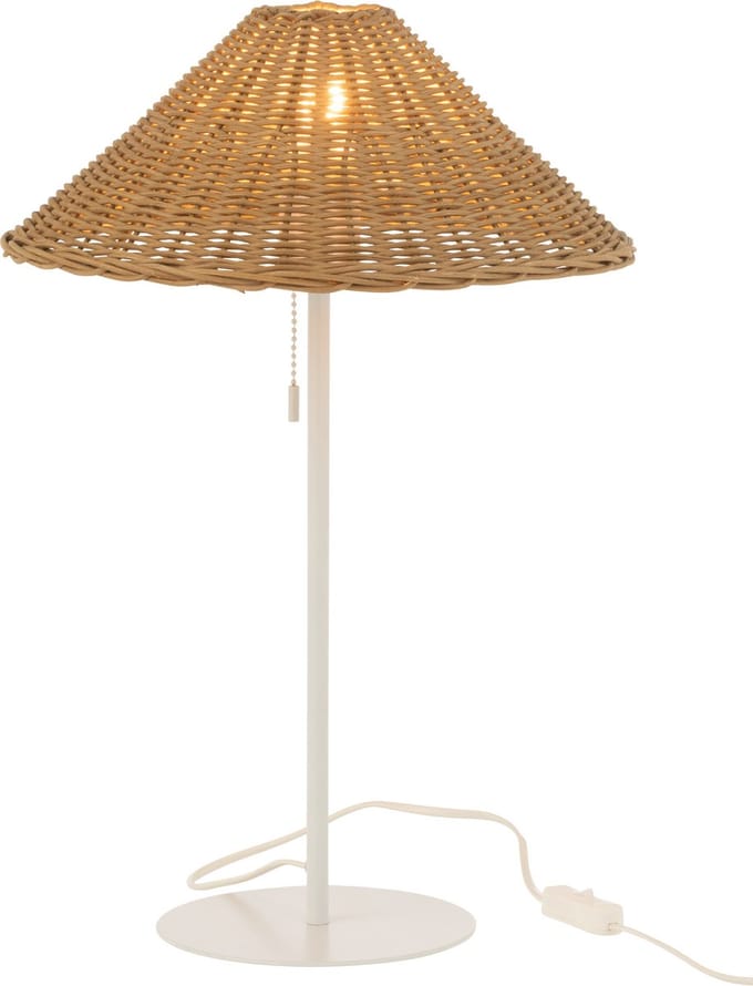 J-Line tafellamp - metaal/rotan - wit/naturel