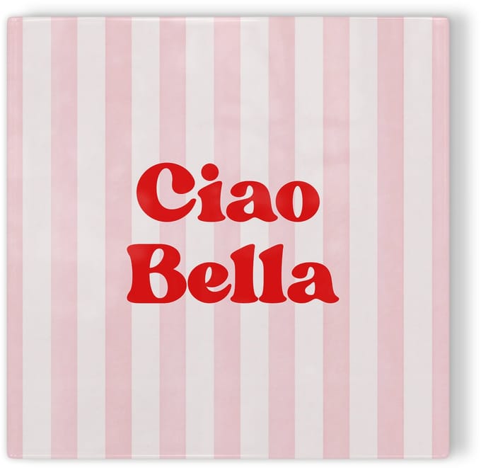 Tegeltje Ciao Bella - roze wit rood - tegeltje liefde - tegeltje met tekst
