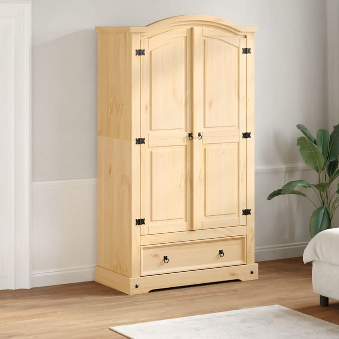 vidaXL - Kledingkast - Corona - 102x52x186 - cm - massief - grenenhout