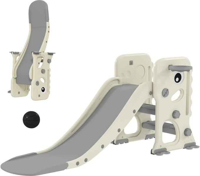 AIYAPLAY Kids Slide Kunststoff 146L x 52B x 65H cm Cremeweiß