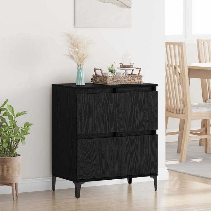 vidaXL Dressoir Zwart Eiken 60 x 35 x 70 cm Gemonteerd hout en ijzer