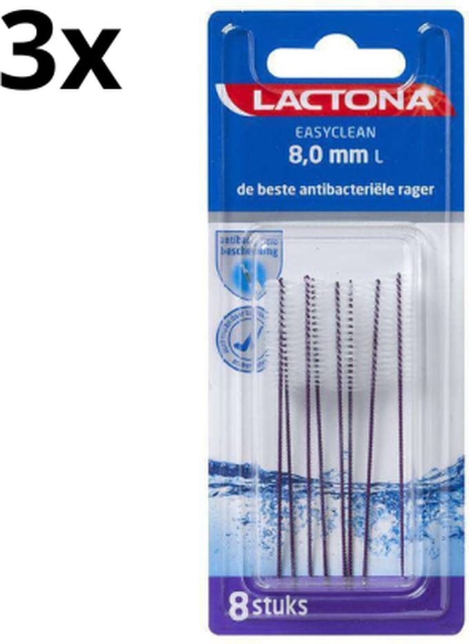 Lactona Ragers EasyClean L 8.0mm Paars - 3 x 8 stuks - Voordeelverpakking