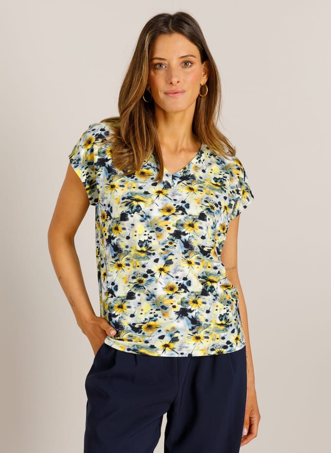 IVY BEAU Vyella Tops - Off White/Multi-C - maat 46