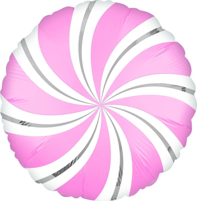 Anagram Folieballon Candy Swirls 30 Cm Roze/wit