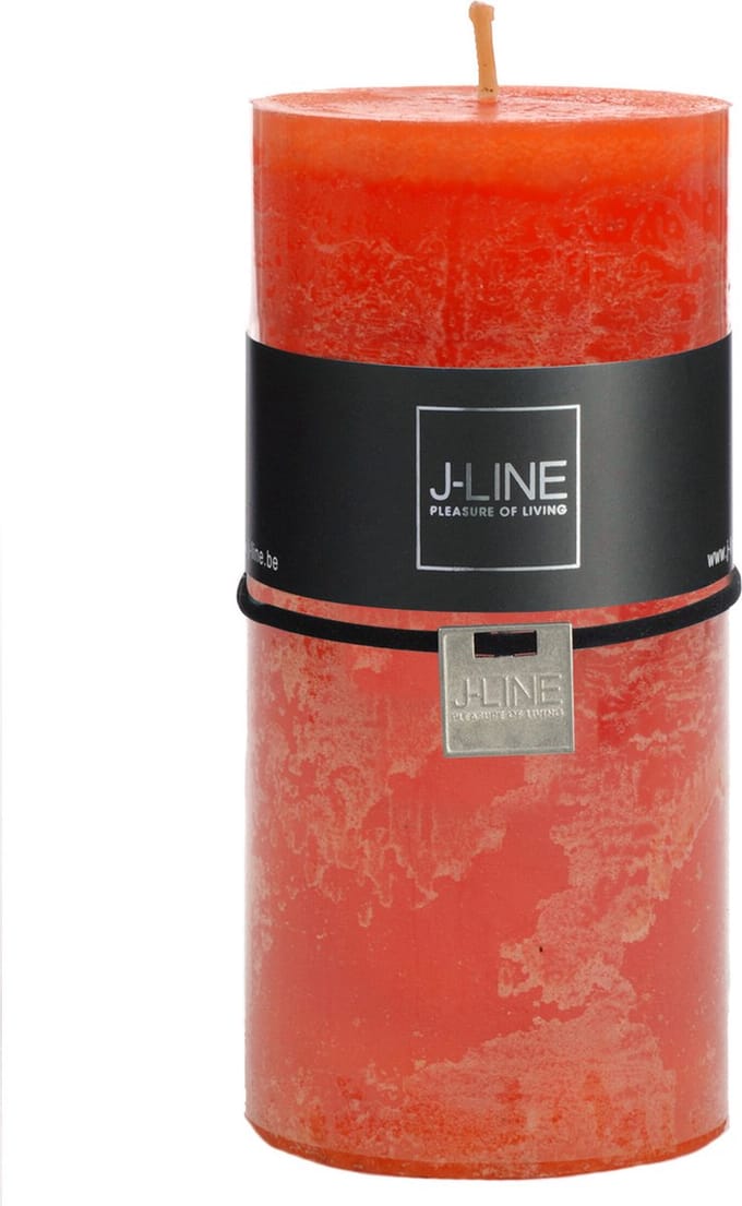 J-Line cilinderkaars - oranje - large - 52U - 6 stuks