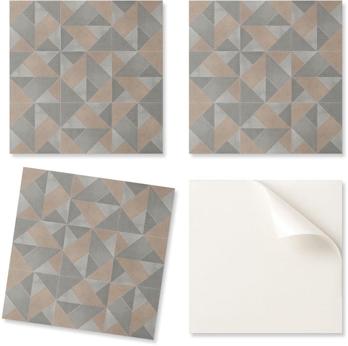 Set PVC vinyltegels met geometrisch driehoekspatroon 4x50x50 cm