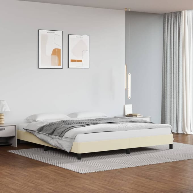vidaXL - Bedframe - kunstleer - crèmekleurig - 160x200 - cm