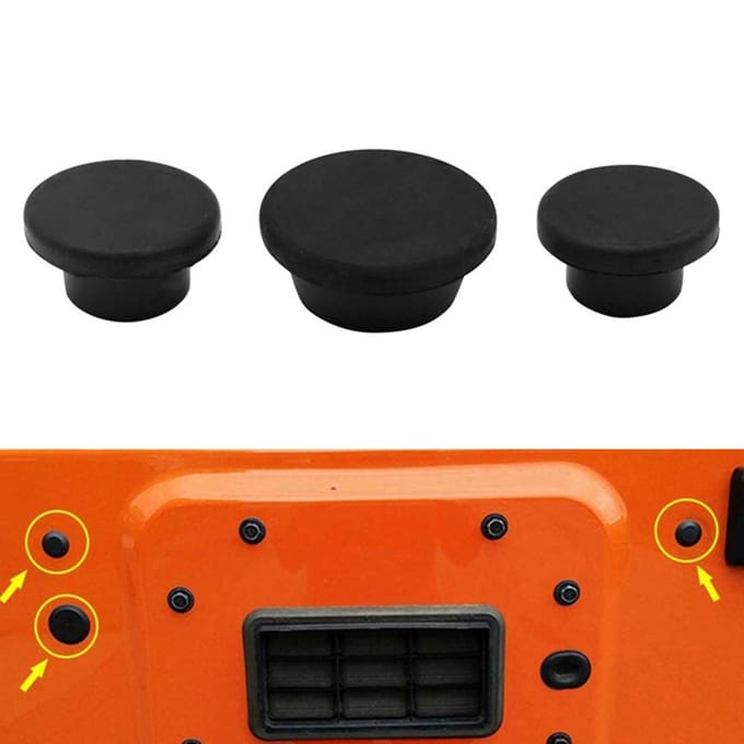 3-delige achterklep rubberen plugset voor Jeep Wrangler JK JL 2007-2018 red