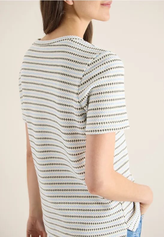 Shirt met korte mouwen, ronde hals en structuur