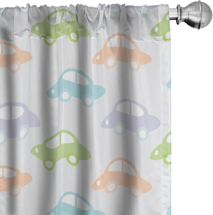 ABAKUHAUS Gordijnen – 2x75x175 cm – Drukpatroon Multicolor – Microfiber