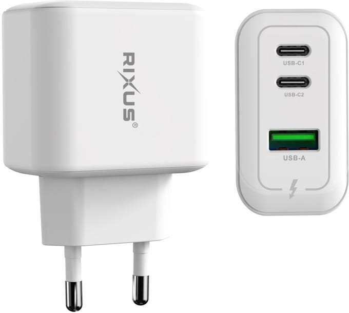 Rixus RXHC67 GaN Multi Port Power Adapter 65W White