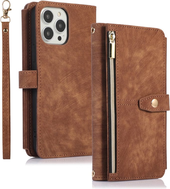 Telefoonhoesje geschikt voor Apple iPhone 14 Plus | PU Leren Bookcase | Pasjeshouder | Tas | Bruin