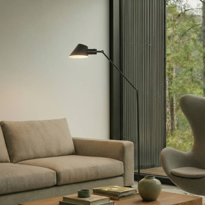 Lindby - vloerlamp - 1licht - Metaal, ijzer - H: 176.5 cm - E27 - zwart