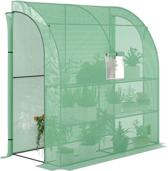 Outsunny - Muurkas - met 4 Planken - Weerbestendig - Groen