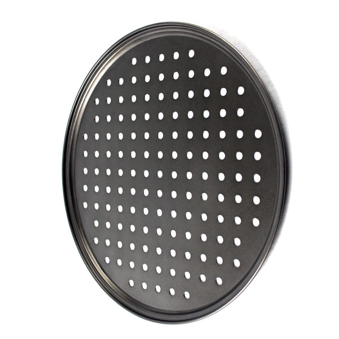Geperforeerde Pizzapan Anti-aanbak Bakken Gemakkelijk Ontvormen Stevige Bodem Geventileerde Pizzapan 26CM 26CM gray