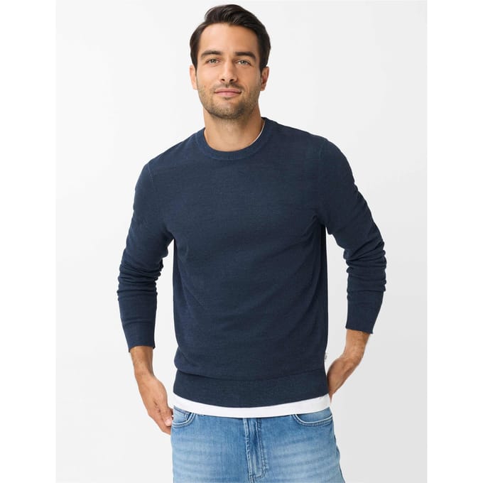 Brax Heren Trui  Style RICK night blue, donkerblauw, maat L