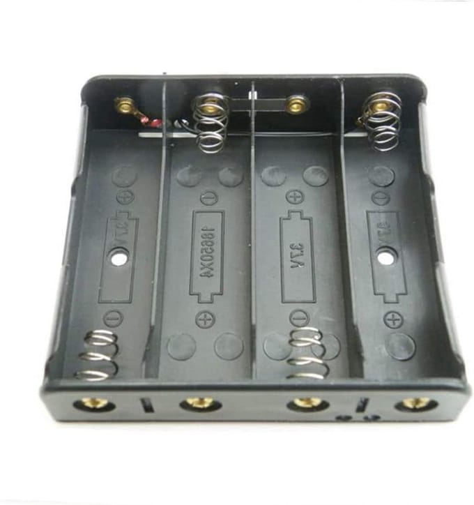 Batterij Houder - Batterij Clip - Doe-het-zelf Projecten - Serieel Parallel - 4 Slots - Zwart