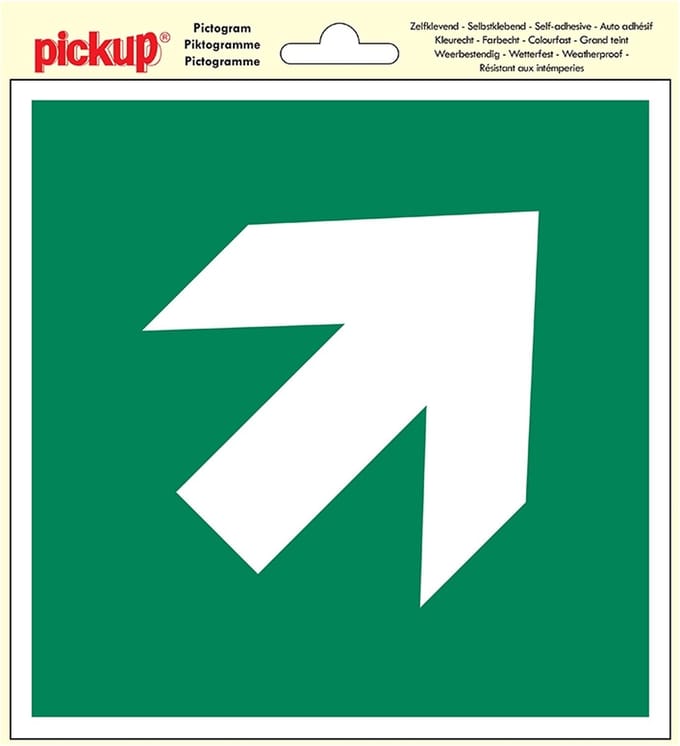 Pickup Pictogram 20x20 cm - Vluchtweg pijl schuin