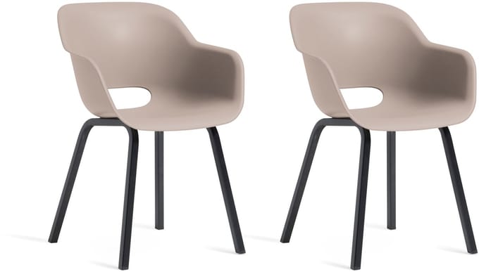 Keter Noa Tuinstoel - 2 stuks - 80x55x67cm - metalen frame - Soft Beige