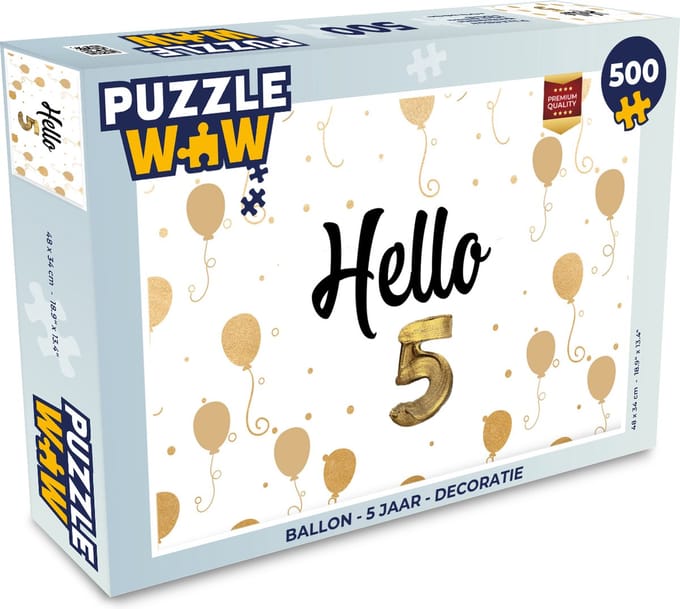 Puzzel Ballon - 5 jaar - Decoratie - Legpuzzel - Puzzel 500 stukjes