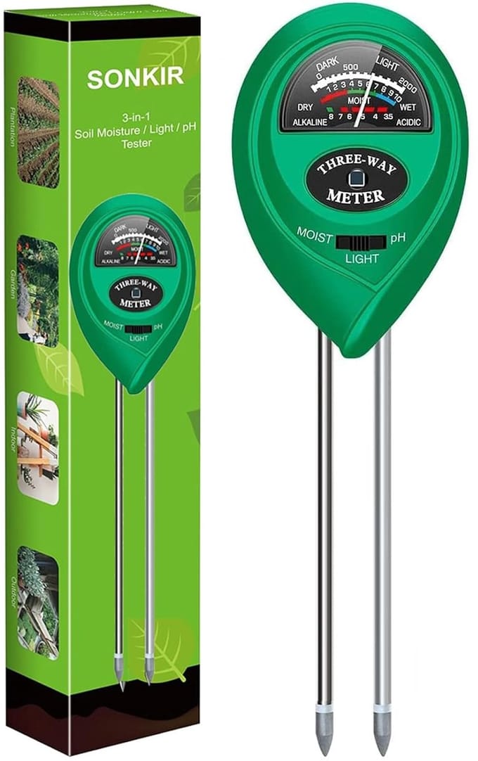 Grondtester - Vochtigheidsmeter - Planten Verzorgen - Dubbele Sensor - 26cm Lengte - Zilverkleurig
