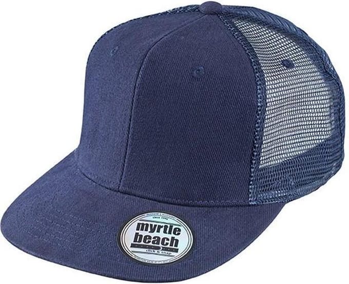 Myrtle Beach Volwassenen Unisex 6 Panel Flat Peak Cap (Marine)