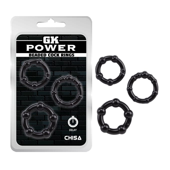 GK Power - Beaded Cockringen Set - 3 stuks - Zwart
