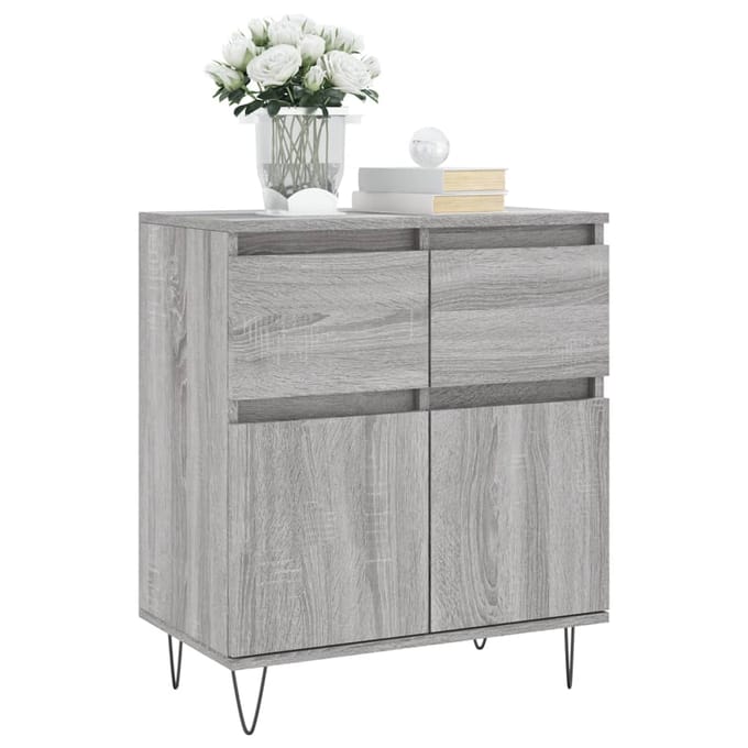 vidaXL - Dressoir - 60x35x70 - cm - bewerkt - hout - grijs - sonoma - eikenkleurig