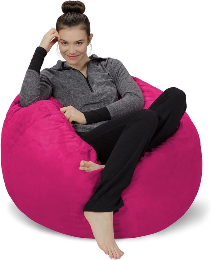 Zitzak - Zitkussen comfort - Ontspannen thuis - Traagschuim vulling - 90x90 cm - Magenta