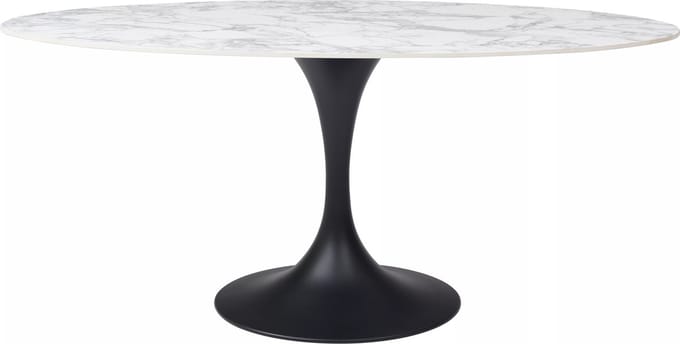 Vente-unique Eettafel voor 8 personen van keramiek en zwart metaal - Wit marmereffect - ELVA van Maison Céphy
