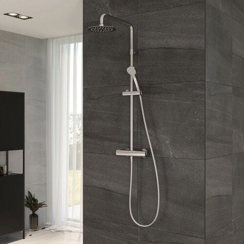 Megabad Profi Collection House thermostatic shower system with overhead shower ultra flat Ø 20 cm MBTH2D1805