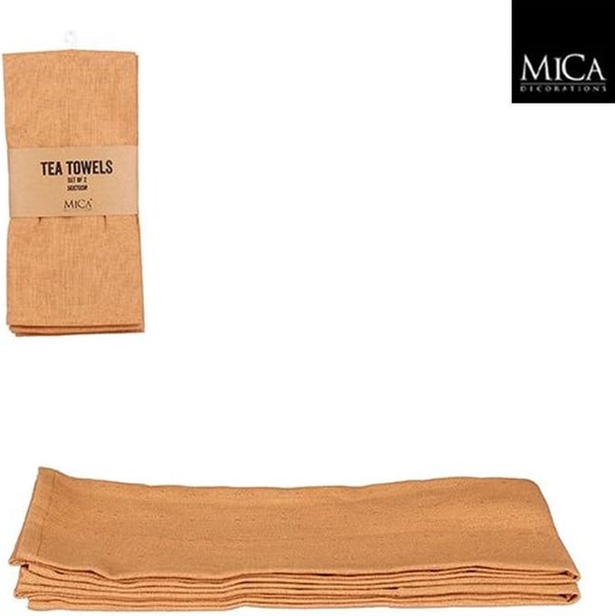 Mica Decorations Villia Theedoek 70 x 50 cm - Bruin - 2 stuks