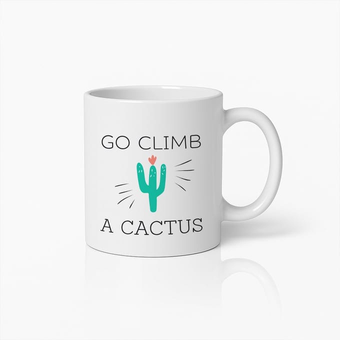 Grappige “Go Climb a Cactus” Witte Mok – Sarcastisch Woestijn Humor Ontwerp – 330 ml Keramische Koffiemok