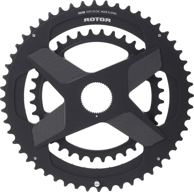 Rotor Aldhu Direct-Mount Dubbel Kettingblad rond, black matte Uitvoering 52/36T