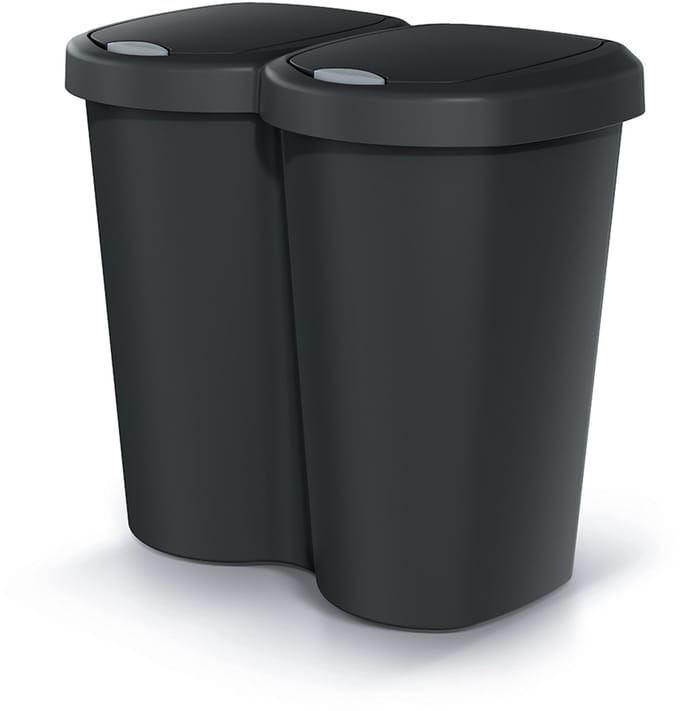 Compacta B Duo - Prullenbak - 40L - één compartiment twee deksels - Zwart