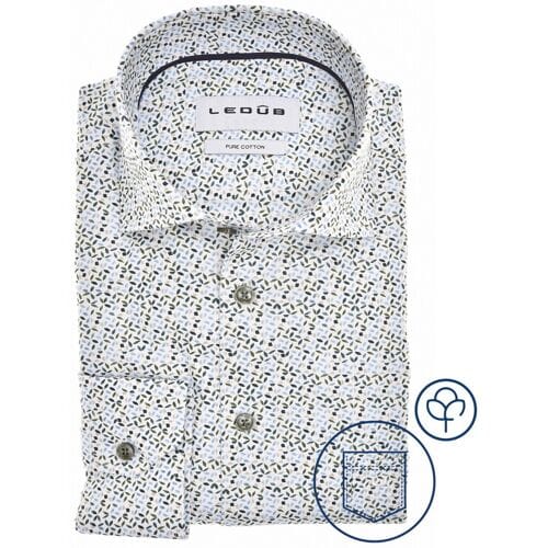 Ledûb Overhemd Refined Leaf Print Shirt Groen-Blauw / male